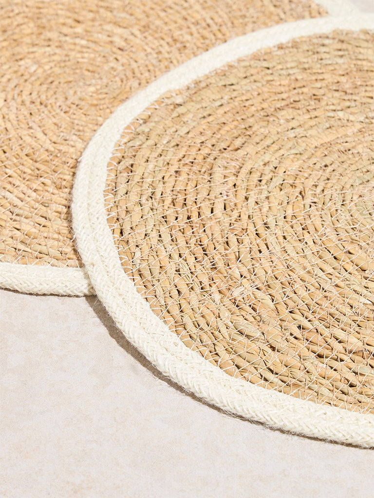 Westside Home White and Natural Braided Jute Placemats (Set of 2)