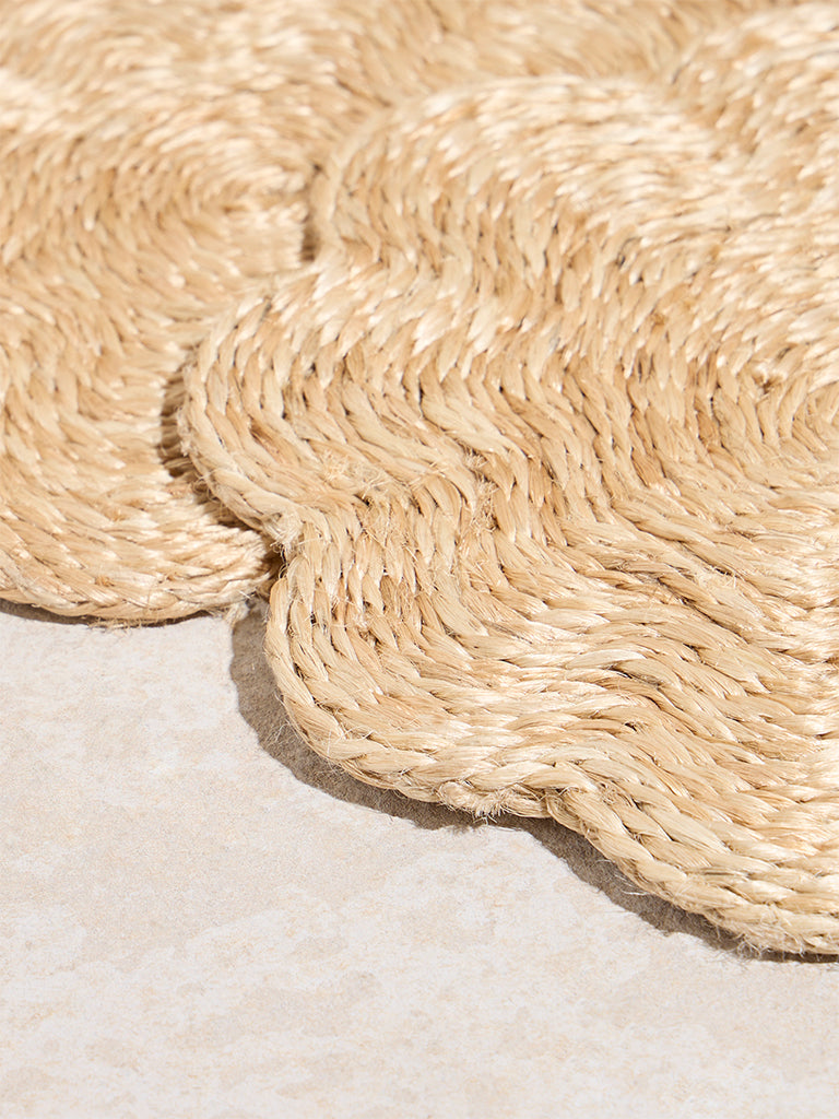 Westside Home Beige Jute Floral Design Trivet (Set of 2)