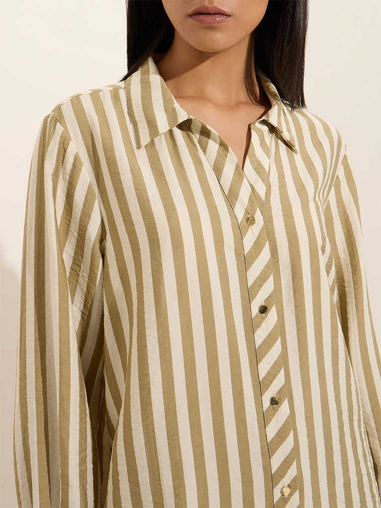 Wardrobe Sage Striped Shirt