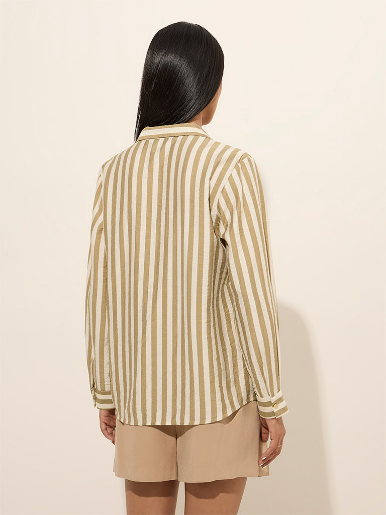 Wardrobe Sage Striped Shirt