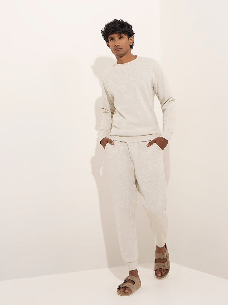 WES Lounge Off-White Relaxed-Fit Mid-Rise Cotton-Blend Track Pants