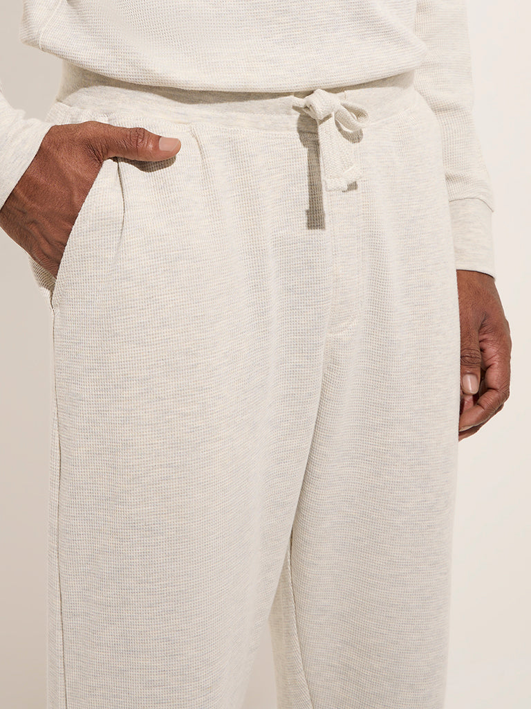 WES Lounge Off-White Relaxed-Fit Mid-Rise Cotton-Blend Track Pants