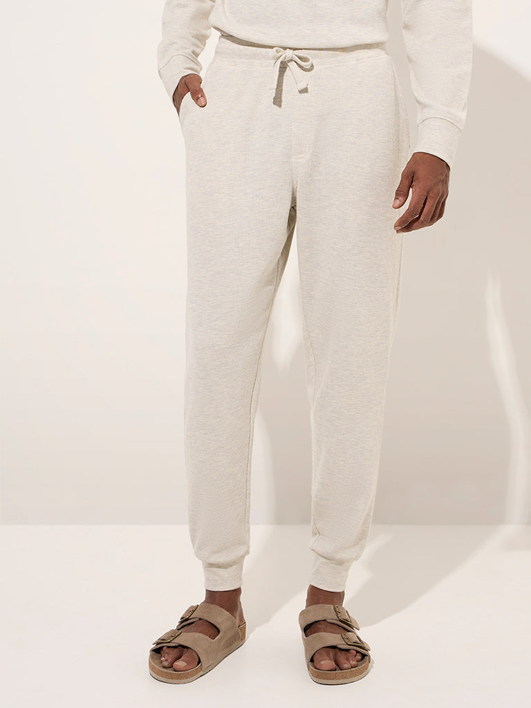 WES Lounge Off-White Relaxed-Fit Mid-Rise Cotton-Blend Track Pants