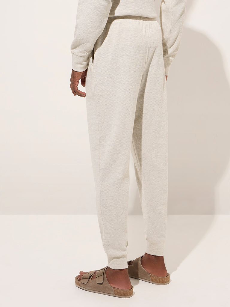 WES Lounge Off-White Relaxed-Fit Mid-Rise Cotton-Blend Track Pants