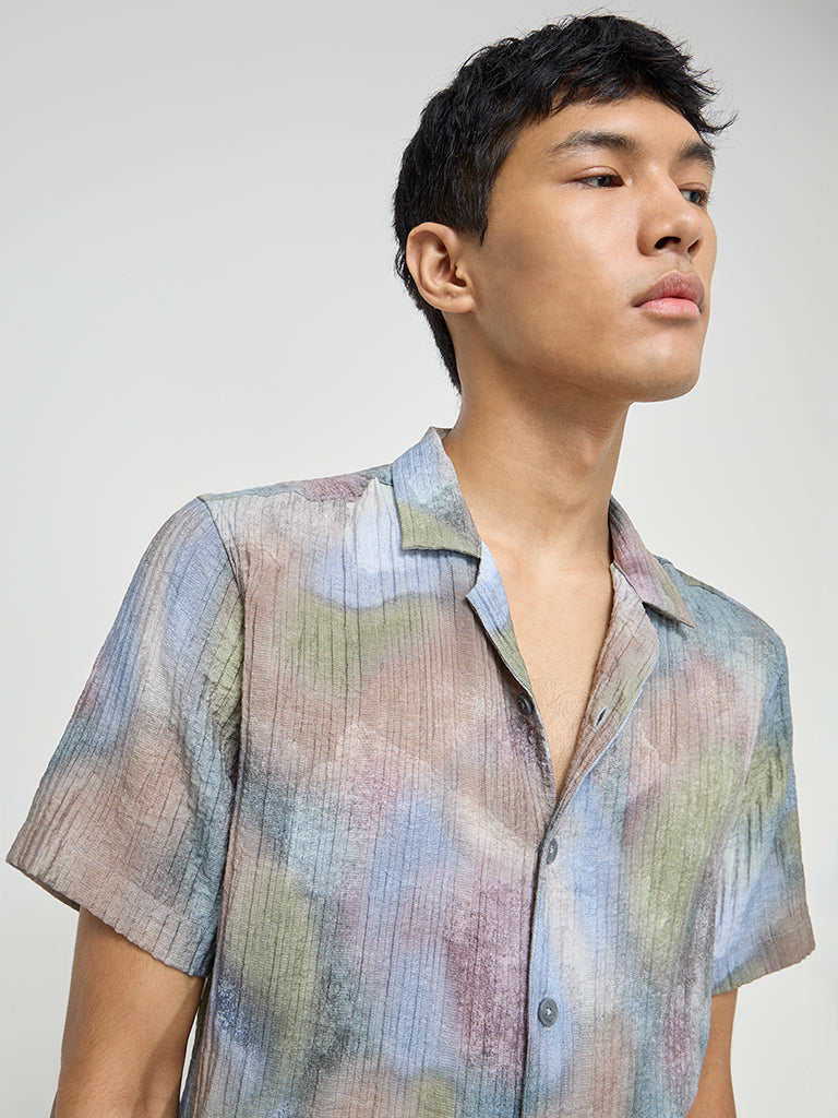 Nuon Multicolour Self Striped Relaxed-Fit Shirt