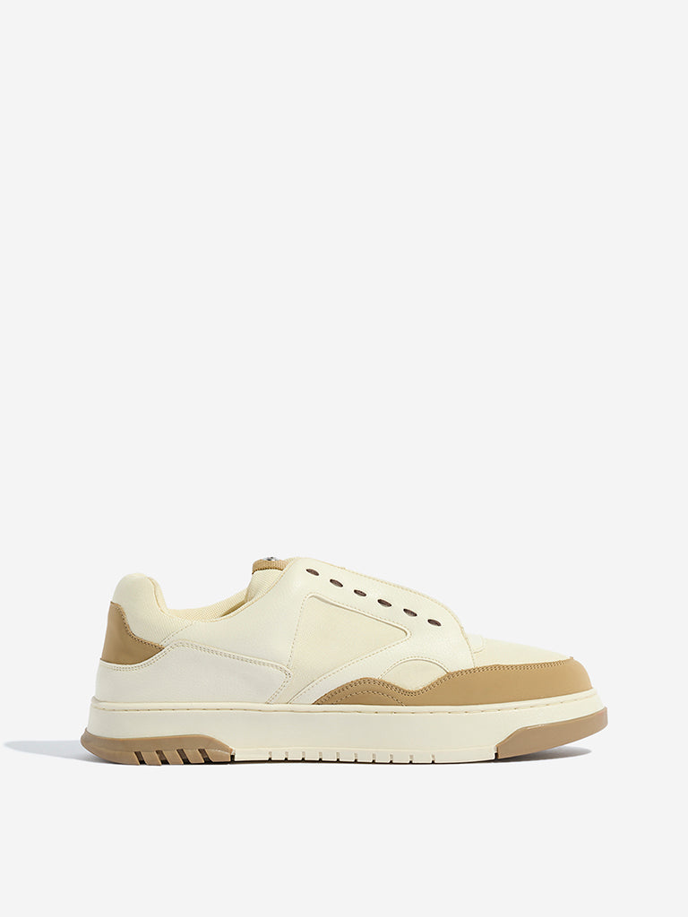 SOLEPLAY Beige Colour-Blocked Lace-Up Sneakers