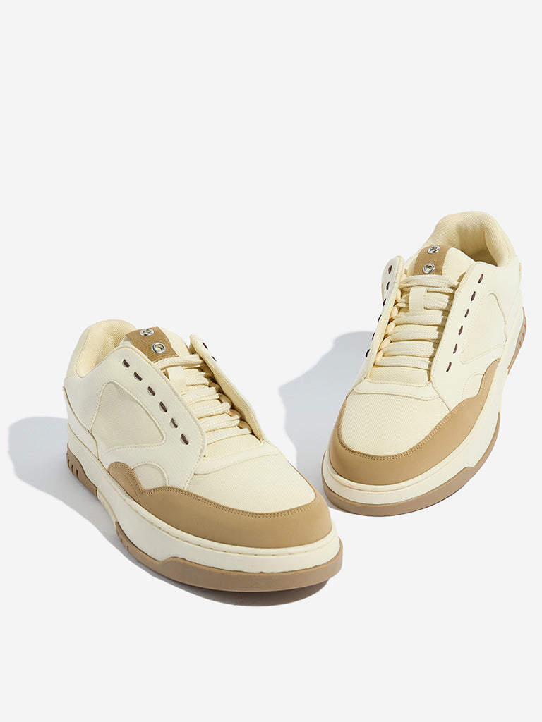 SOLEPLAY Beige Colour-Blocked Lace-Up Sneakers