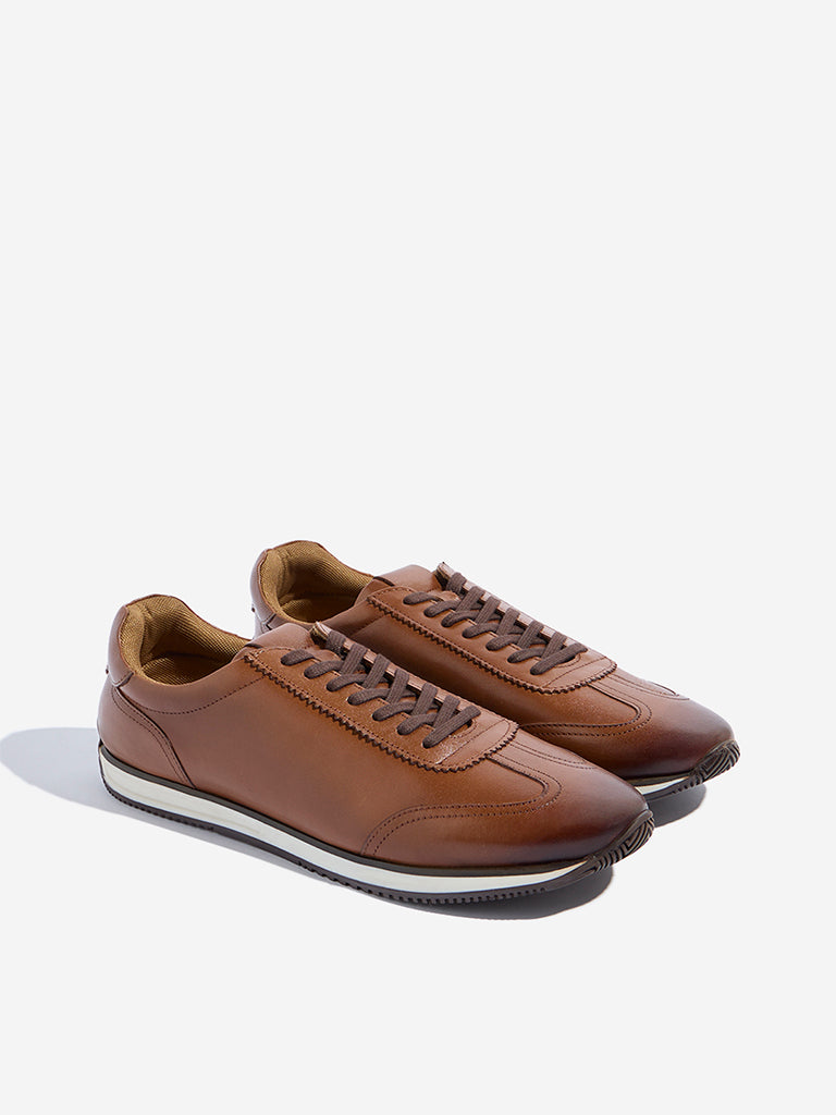 SOLEPLAY Tan Solid Lace-Up Sneakers