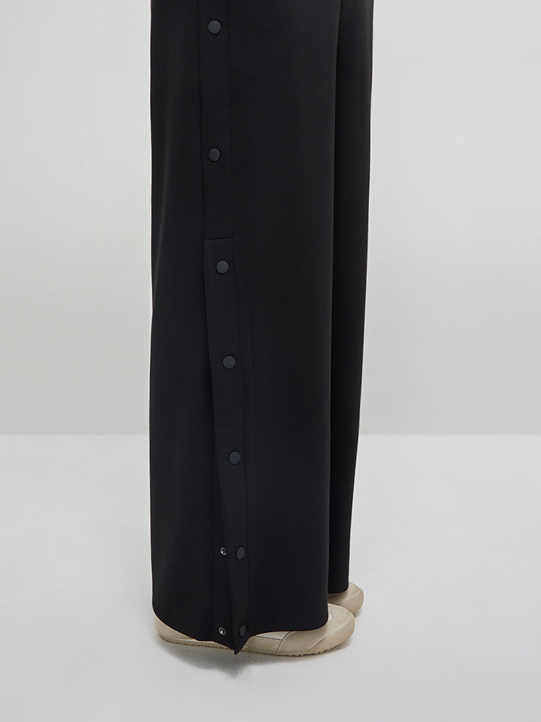 LOV Black Solid High-Rise Trousers