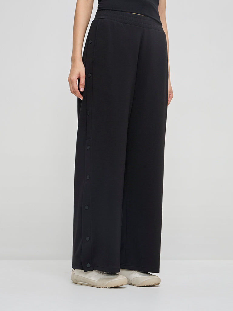 LOV Black Solid High-Rise Trousers