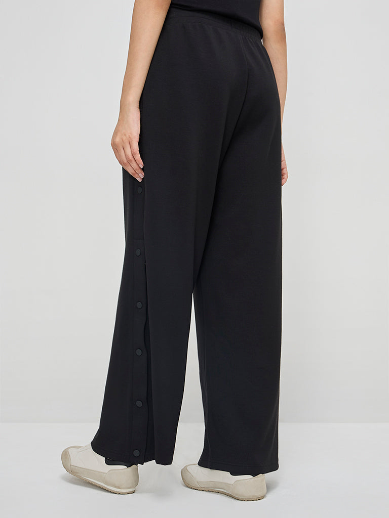 LOV Black Solid High-Rise Trousers