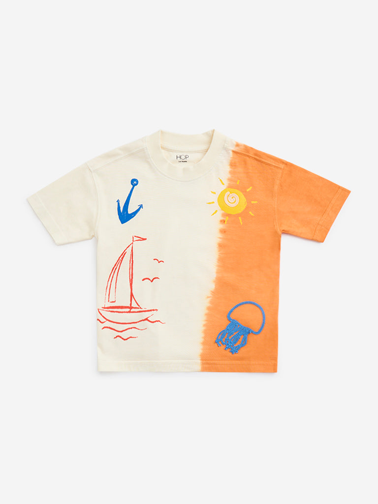 HOP Kids Orange Sea-Inspired Cotton T-Shirt