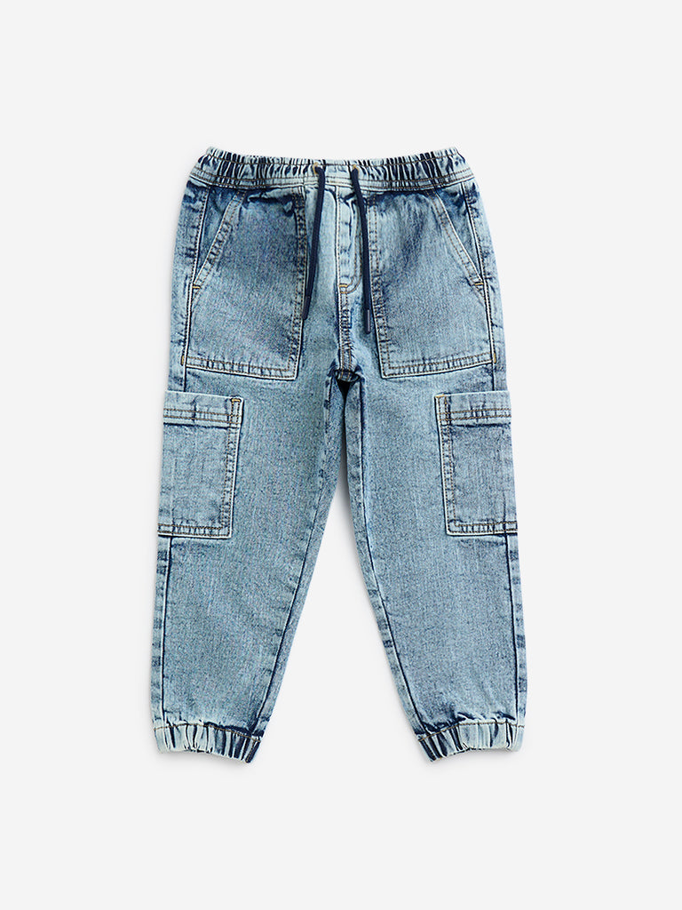 HOP Kids Blue Relaxed - Fit Mid - Rise Jeans