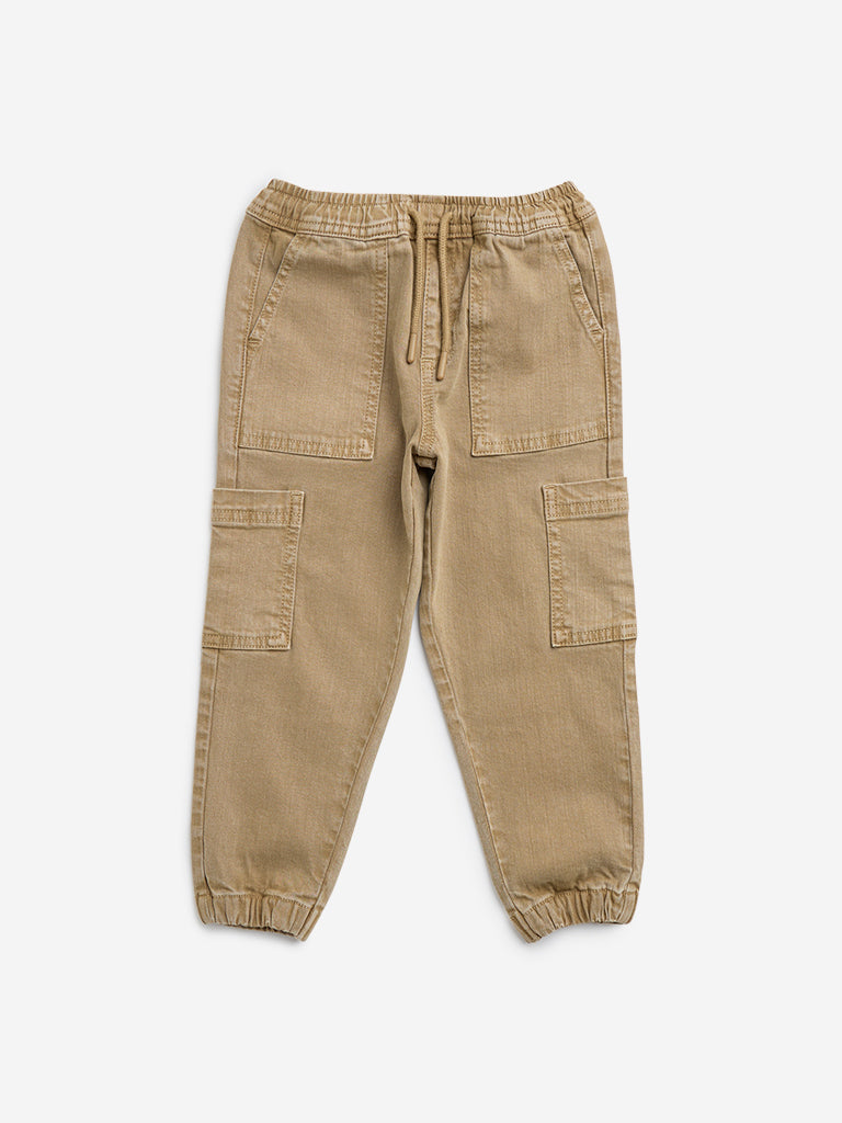 HOP Kids Taupe Relaxed - Fit Mid - Rise Jeans