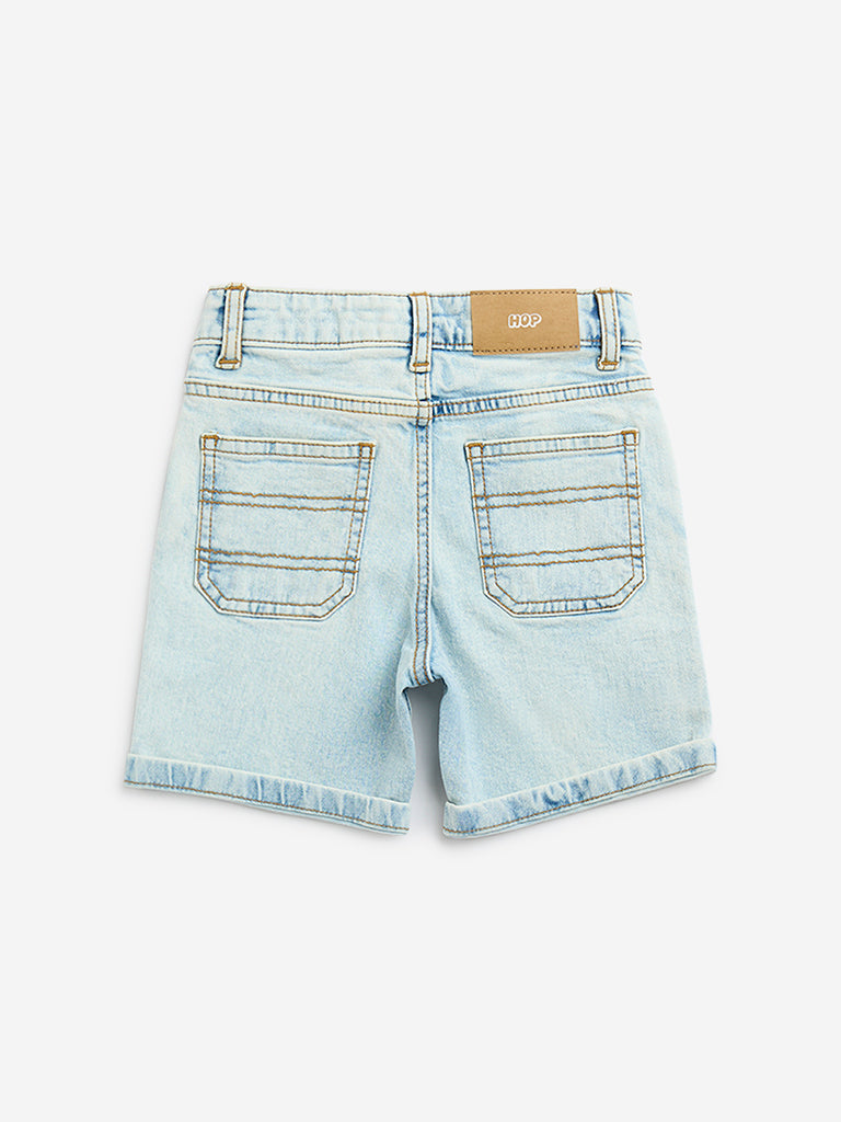 HOP Kids Light Blue Washed Mid-Rise Shorts