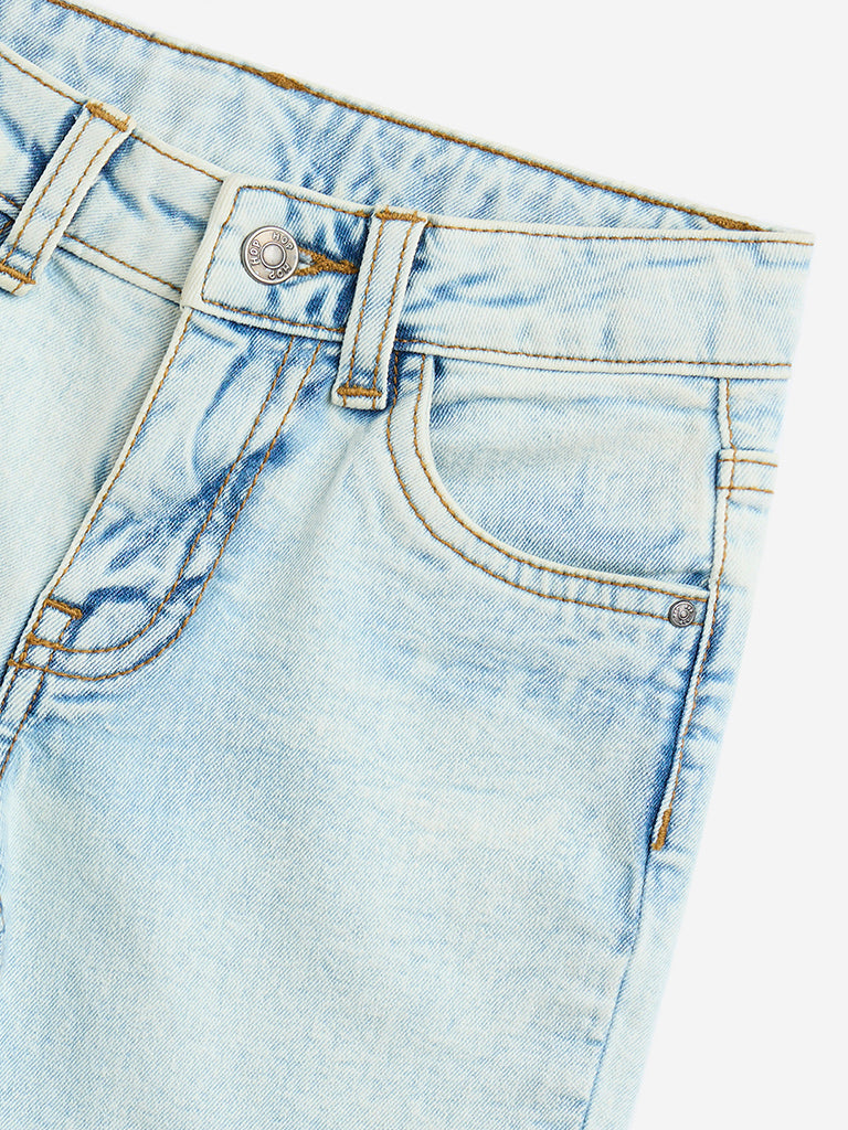 HOP Kids Light Blue Washed Mid-Rise Shorts