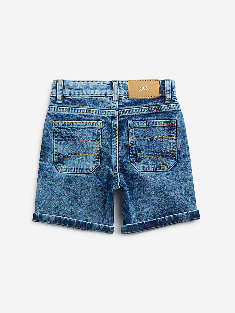 HOP Kids Blue Washed Mid-Rise Shorts