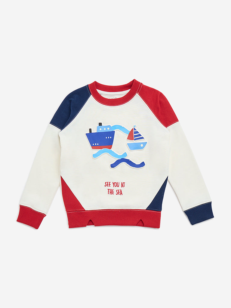 HOP Kids Multicolour Sea-Inspired Cotton-Blend Sweatshirt