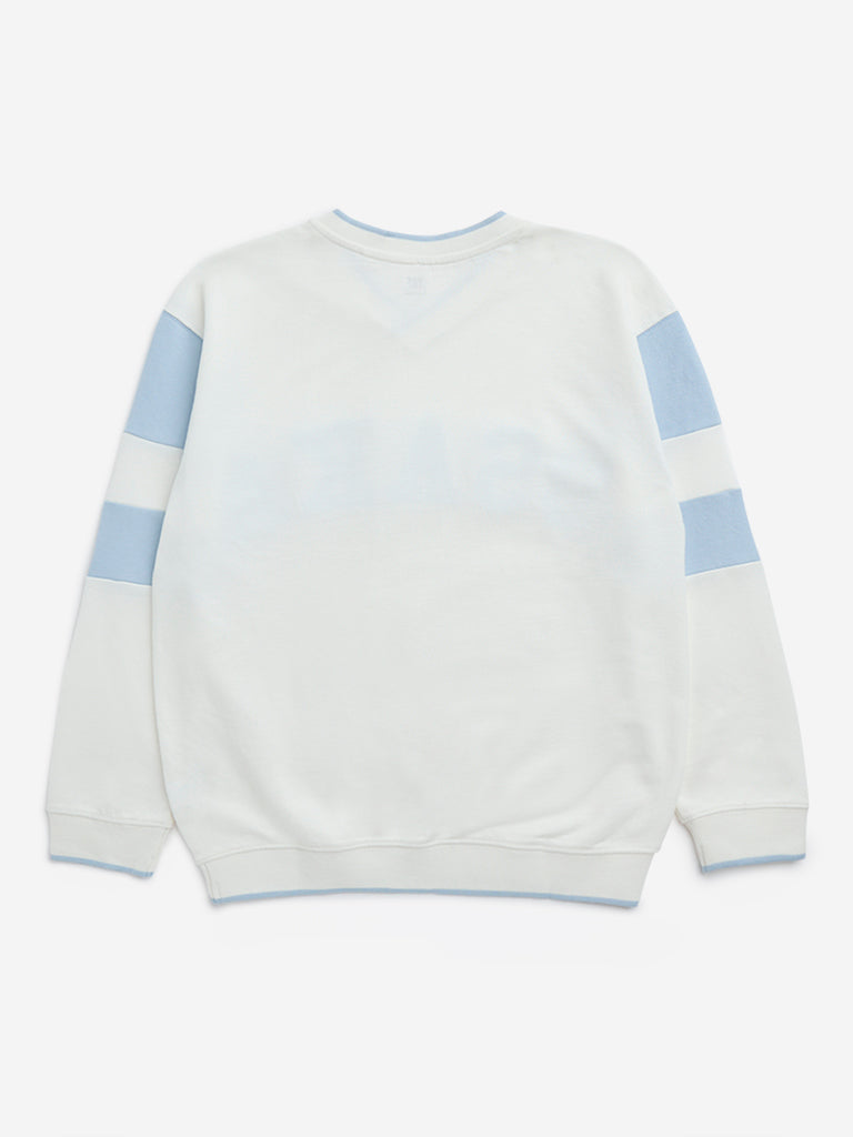 Y&F Kids Off-White Text Printed Cotton Sweatshirt