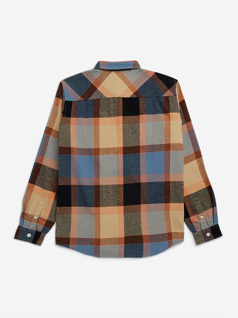 Y&F Kids Multicolour Checkered Cotton Shirt