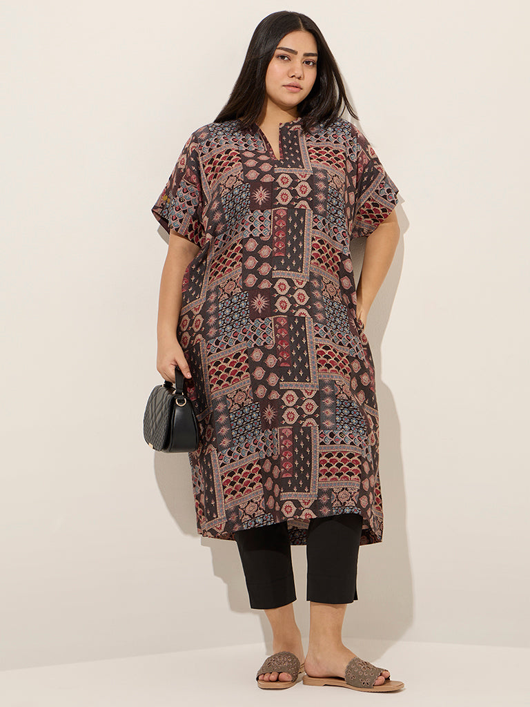 Diza Black Printed Straight Kurta