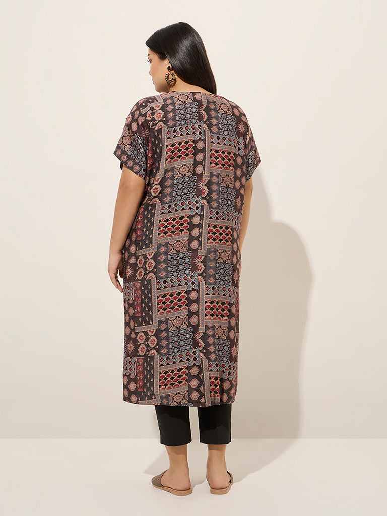 Diza Black Printed Straight Kurta