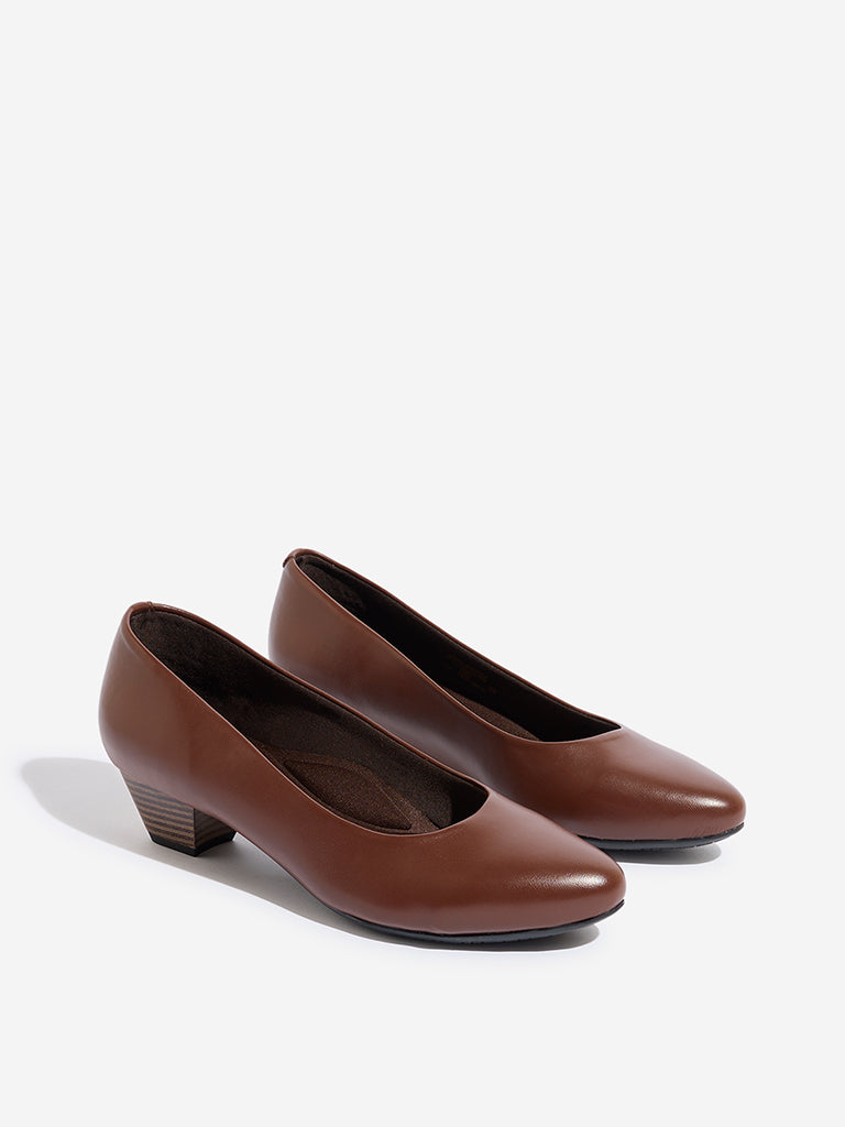 LUNA BLU Brown Solid Pump Shoes