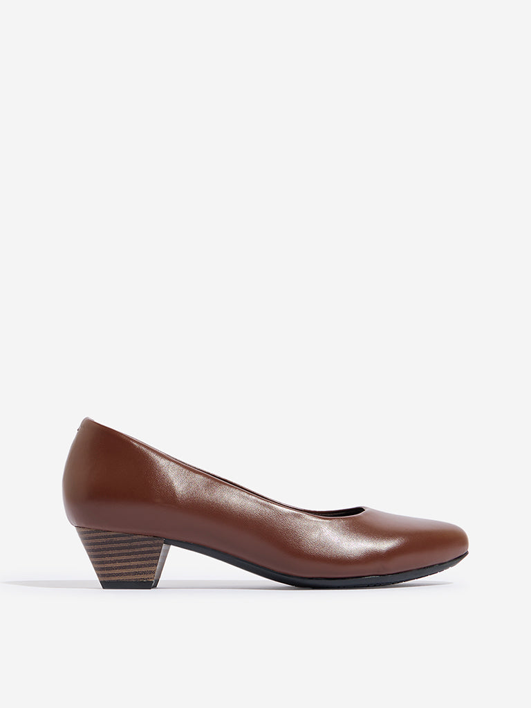 LUNA BLU Brown Solid Pump Shoes