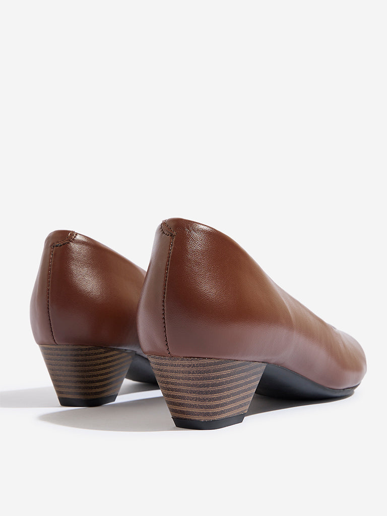 LUNA BLU Brown Solid Pump Shoes