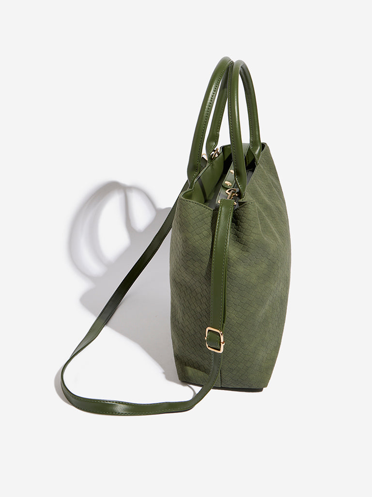 Westside Olive Textured Tote Bag