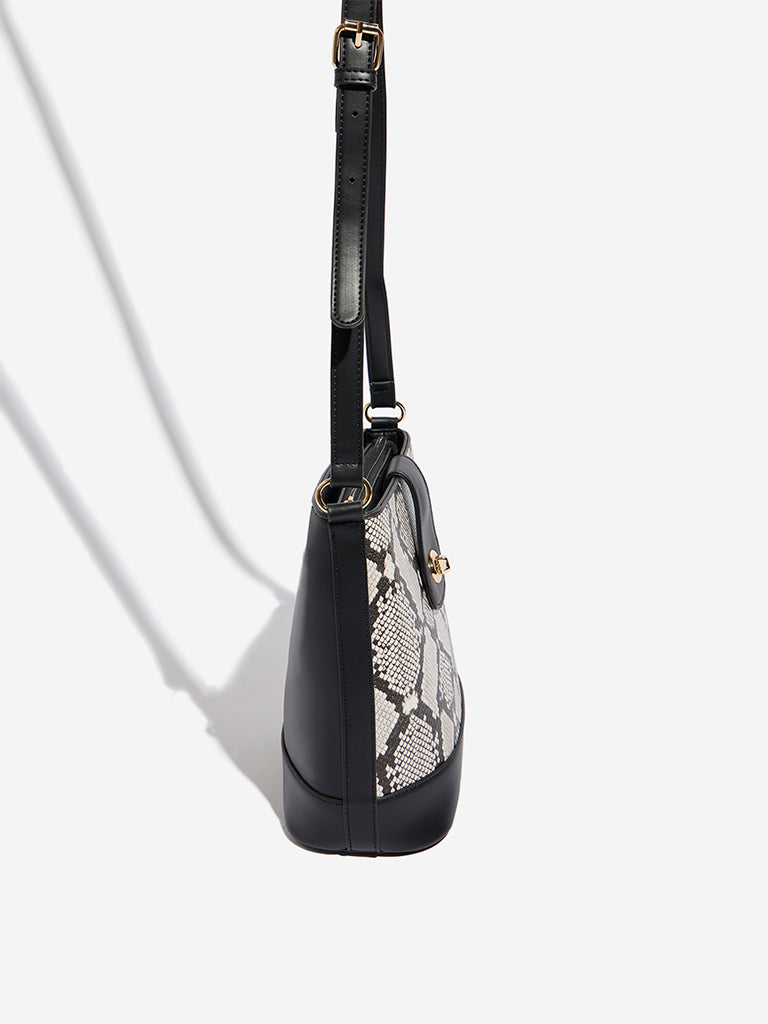 Westside Black Abstract Printed Sling Bag