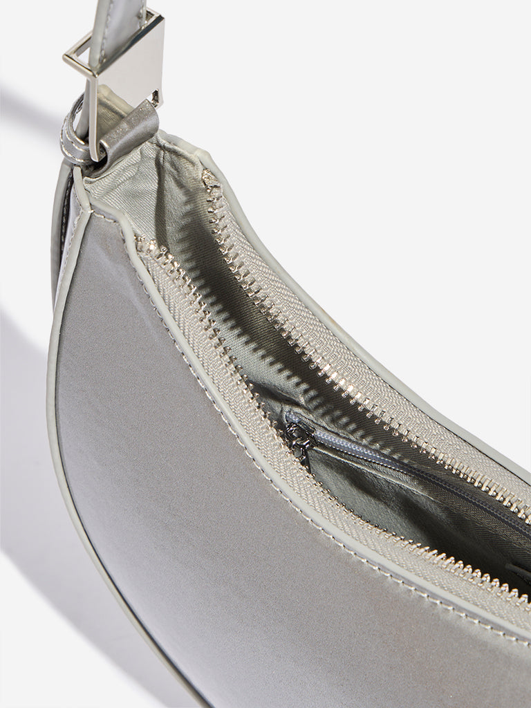 Westside Silver Glossy Baguette Bag