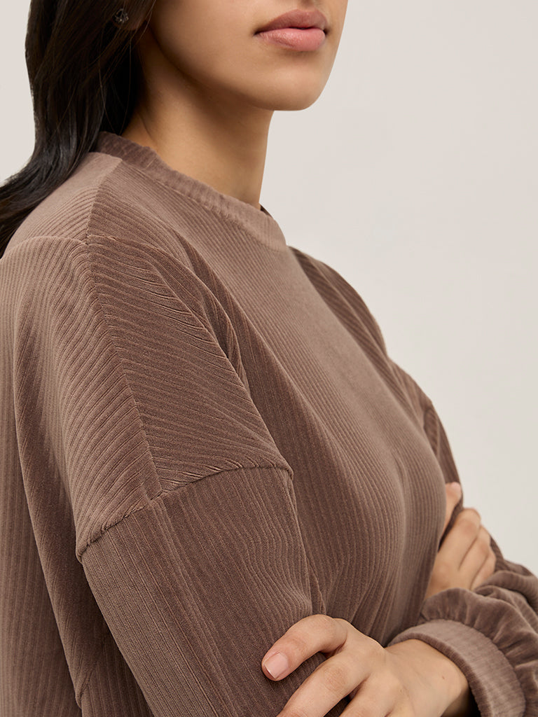 LOV Taupe Corduroy Sweatshirt