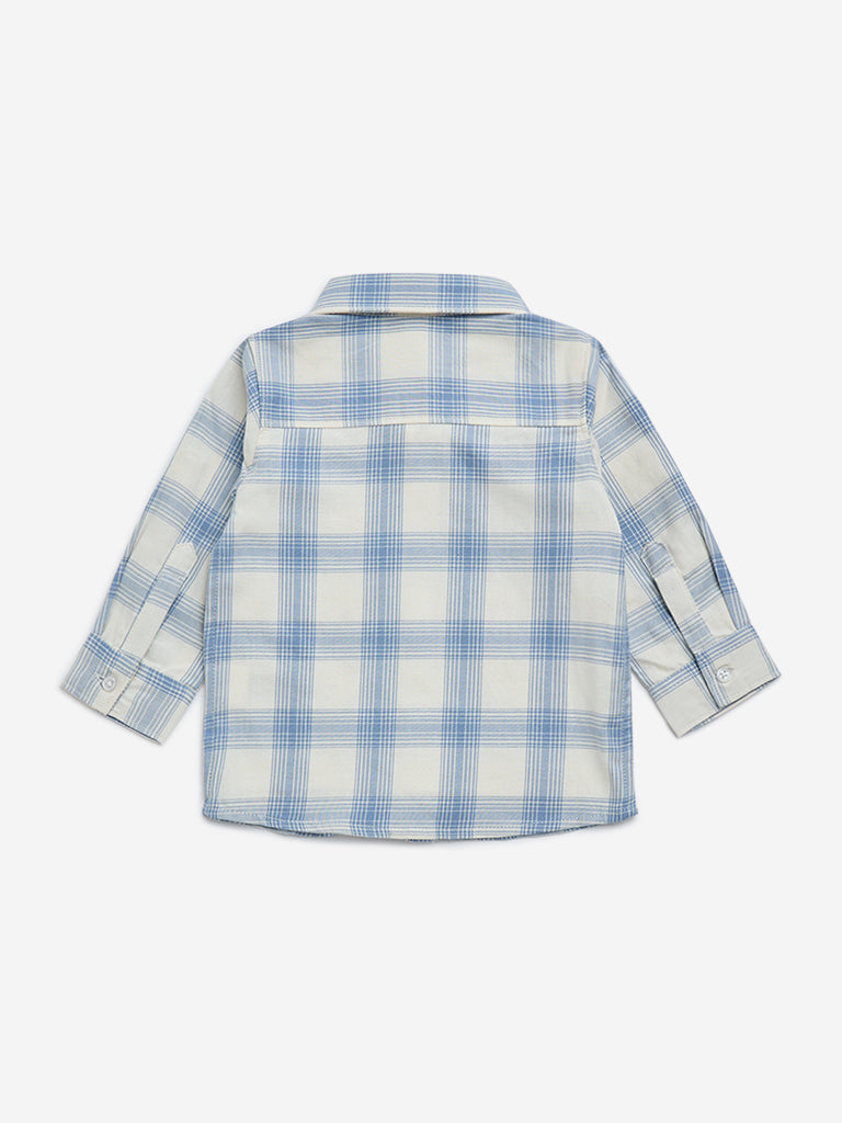 HOP Baby Blue Checkered Cotton Shirt