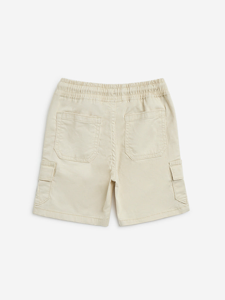 HOP Kids Beige Cargo-Style Mid-Rise Shorts