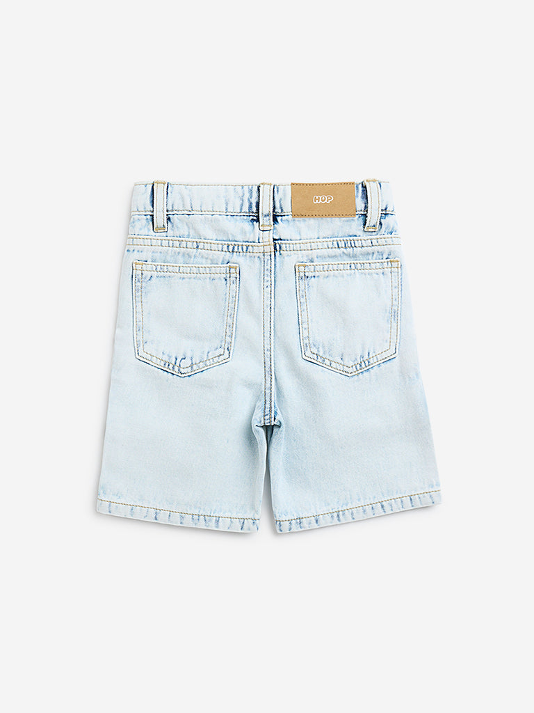 HOP Kids Light Blue Mid-Rise Denim Shorts