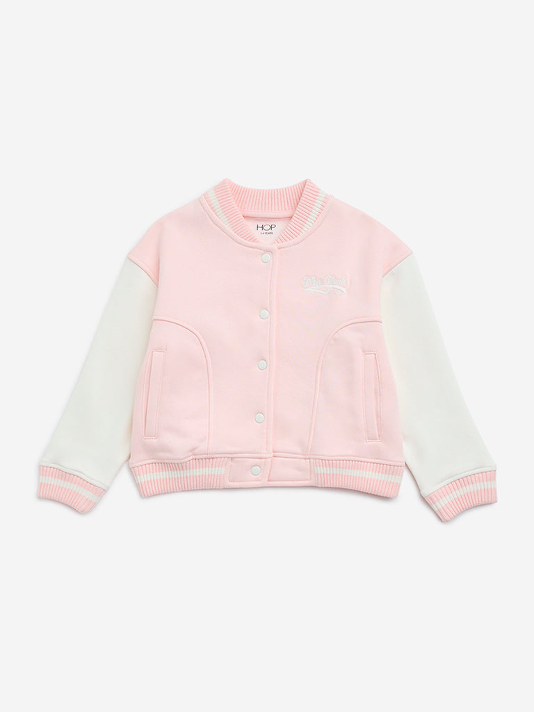 HOP Kids Pink Varsity-Style Cotton-Blend Jacket