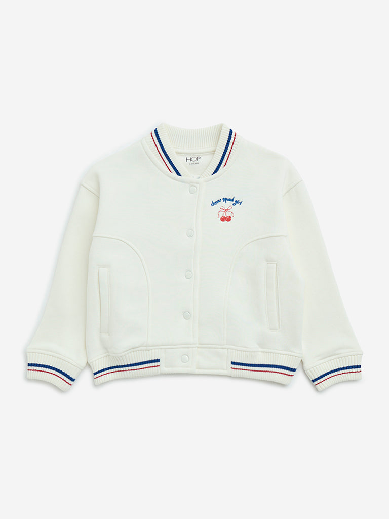 HOP Kids Off-White Varsity-Style Cotton-Blend Jacket