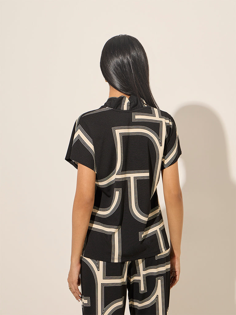 Wardrobe Black Abstract Print Top