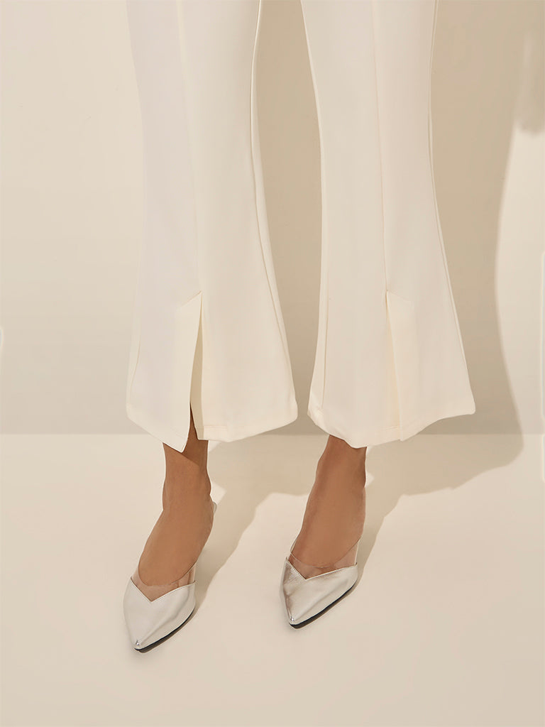 Wardrobe Off-White Slit-Detailed High-Rise Bootcut Trousers