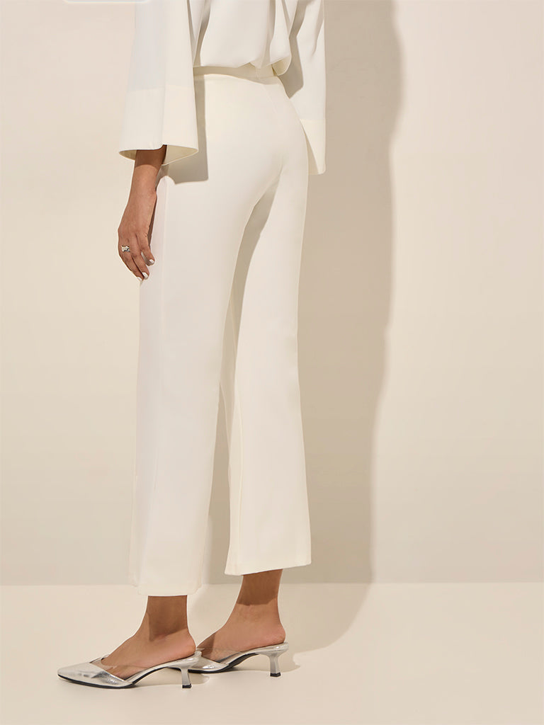 Wardrobe Off-White Slit-Detailed High-Rise Bootcut Trousers