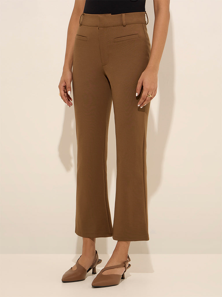 Wardrobe Brown High-Rise Bootcut Trousers