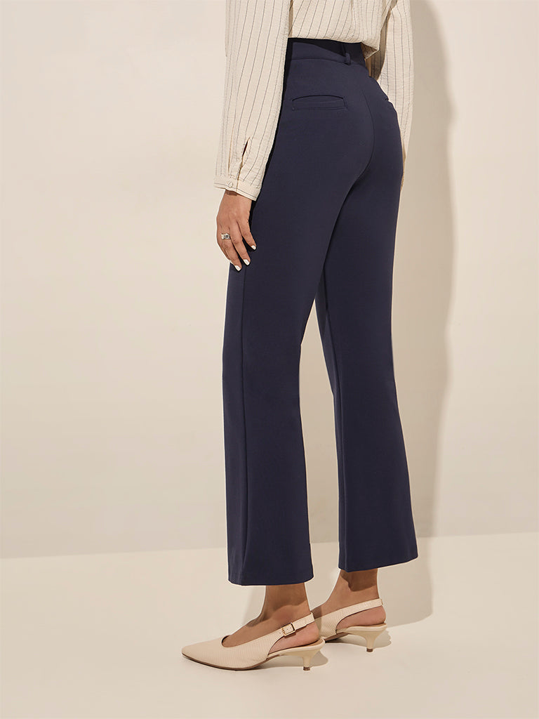 Wardrobe Navy High-Rise Bootcut Trousers