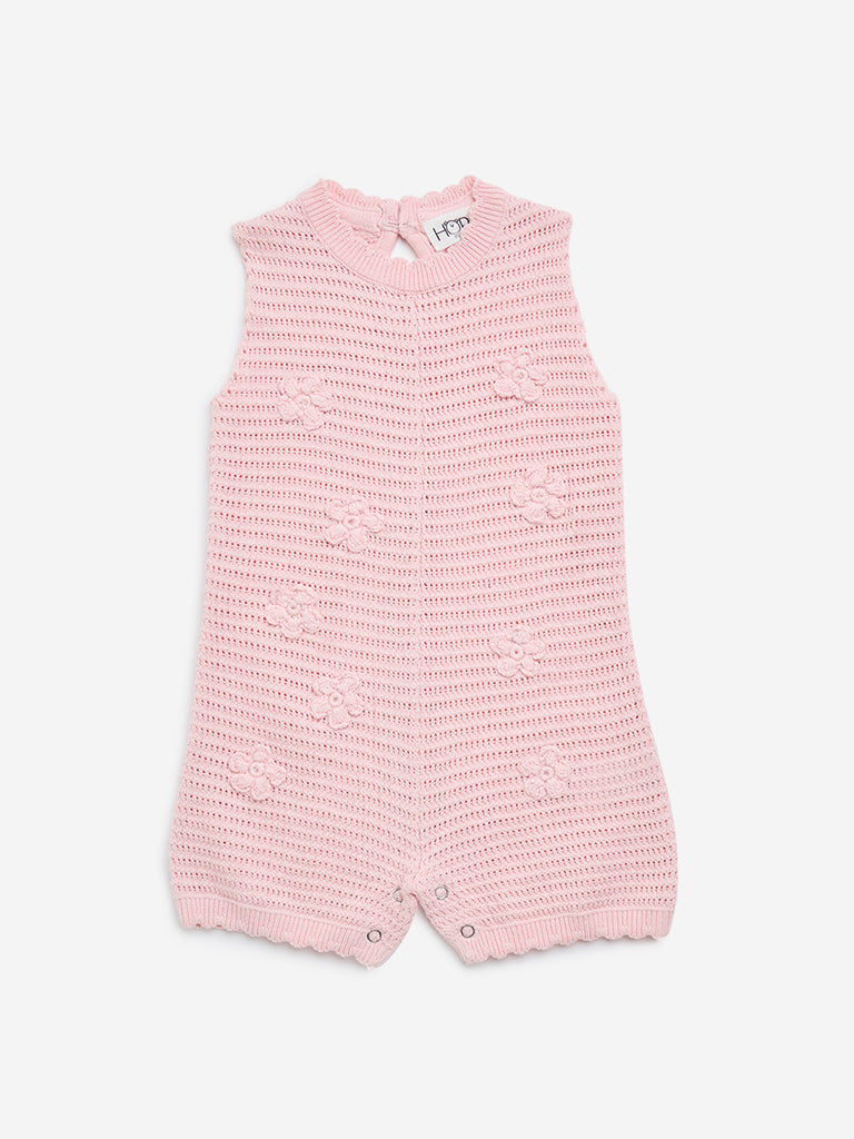 HOP Baby Pink Knit-Textured Jumpsuit