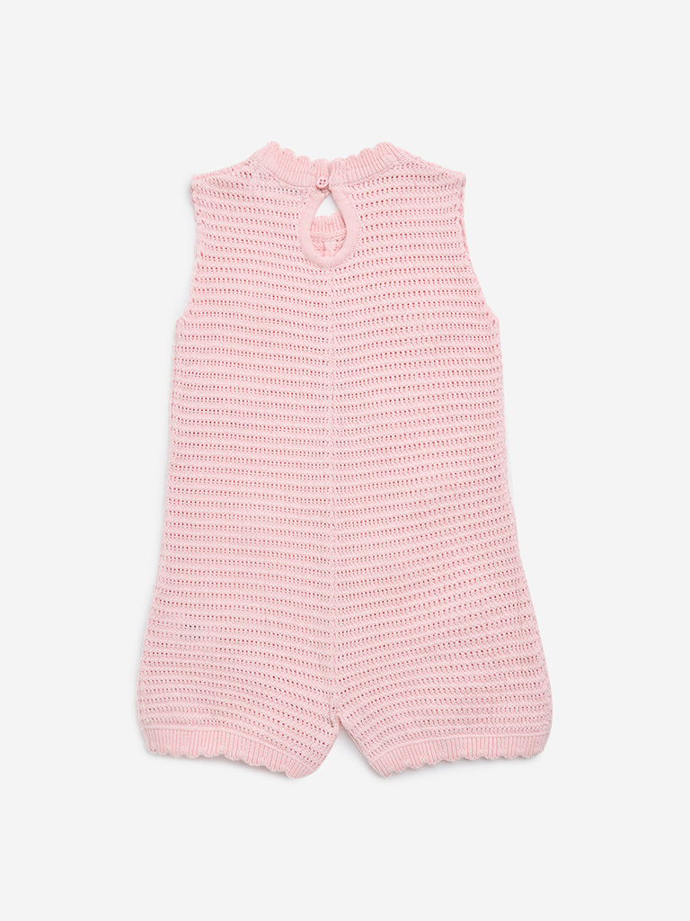 HOP Baby Pink Knit-Textured Jumpsuit