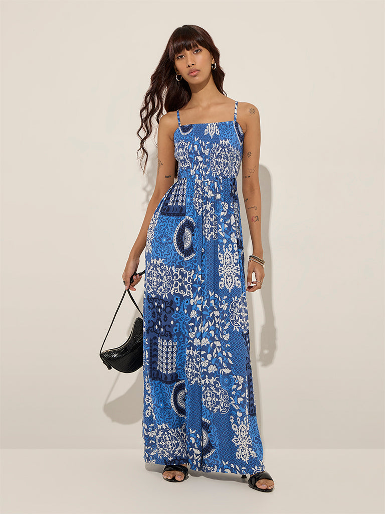 Bombay Paisley Blue Printed Jumpsuit