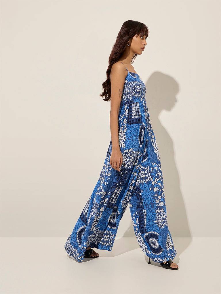 Bombay Paisley Blue Printed Jumpsuit