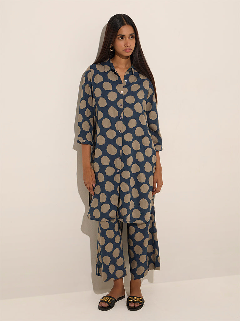 Utsa Indigo Printed Straight Kurta