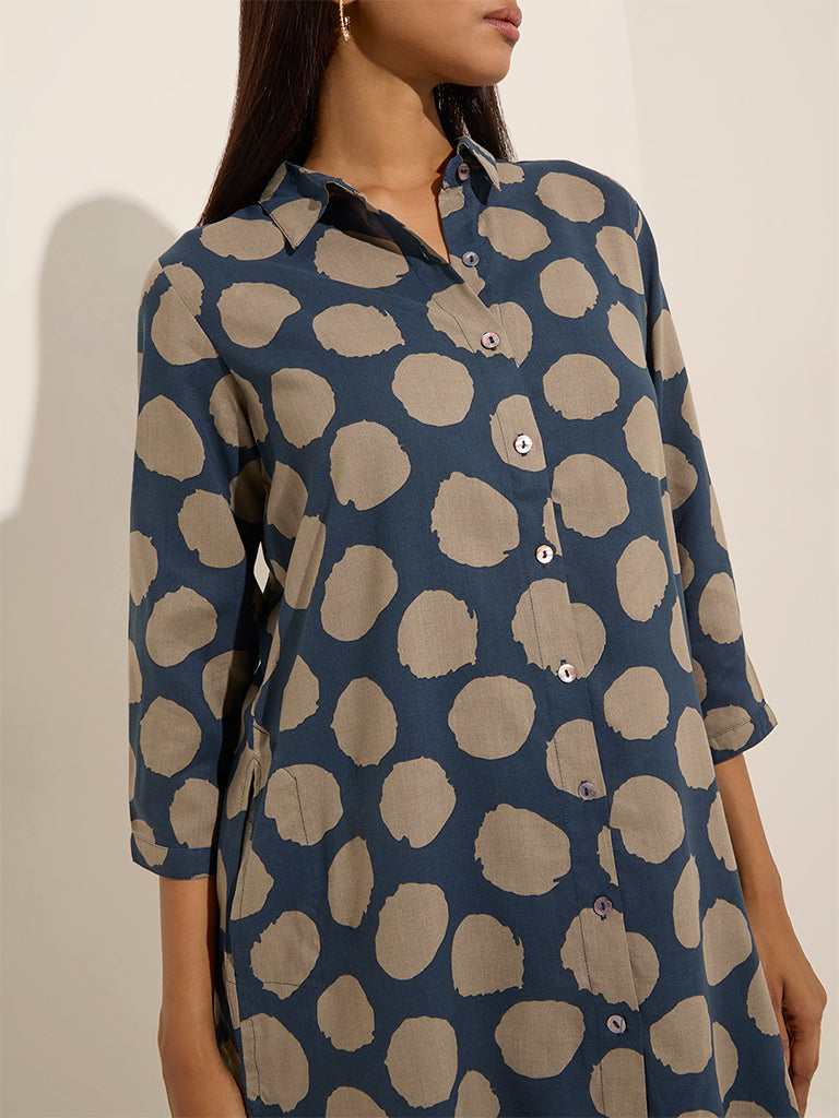 Utsa Indigo Printed Straight Kurta