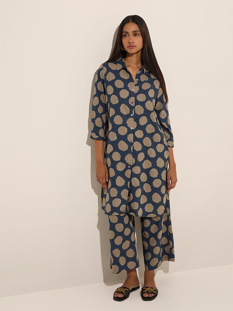 Utsa Indigo Printed Straight Kurta